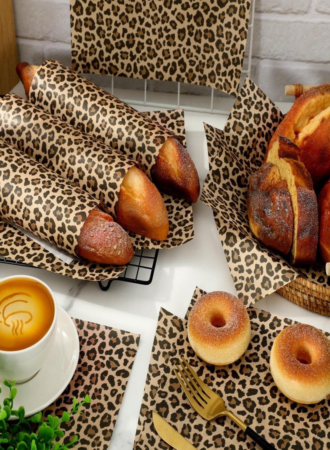 AnyDesign 150 Pcs Cheetah Wax Paper Wrap Tissue Deli Paper Leopard Print Waterproof Oil-Proof Picnic Liners for Kitchen Birthday Baby Shower Supplies, 9.8 x 8.3 In - Image 3